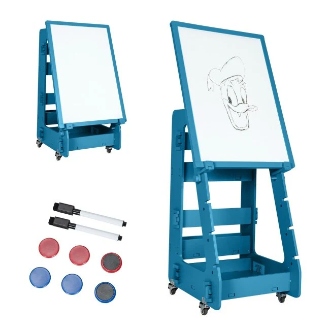 Multifunctional Kids' Standing Art Easel with Dry-Erase Board -Navy - 19.5 x 18.5 x 34.5-48.5 (L x W x H)