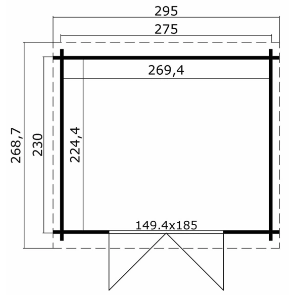 Gartenhaus »San Jose«, BxHxT: 295 x 210,9 x 268,7 cm (Außenmaße inkl. Dachüberstand), Holz