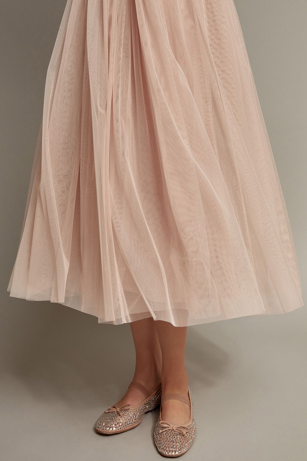 Monsoon Alice Sleeveless Tulle Midi Dress Pink