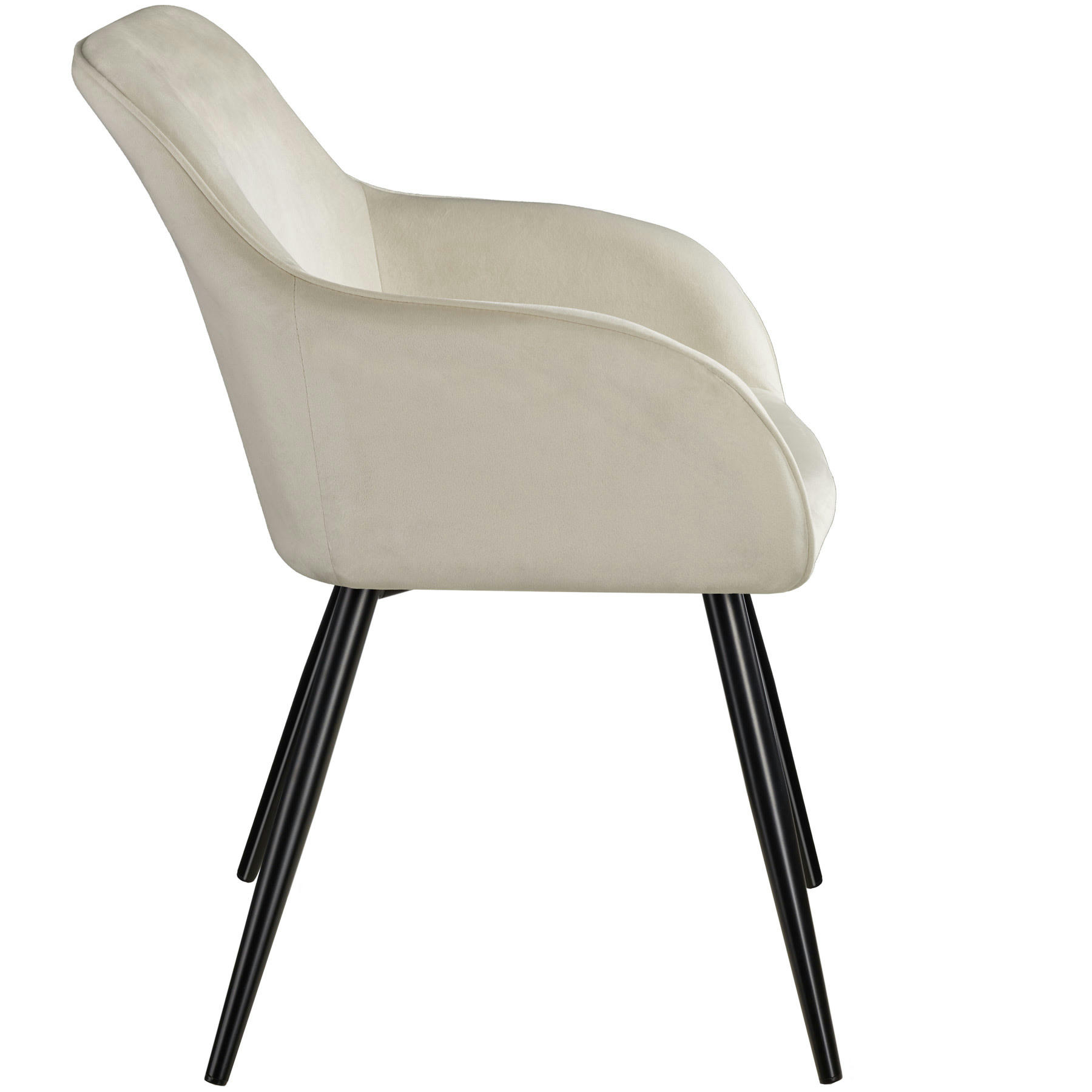 - Chaise Rembourrée, aspect velours crème/noir