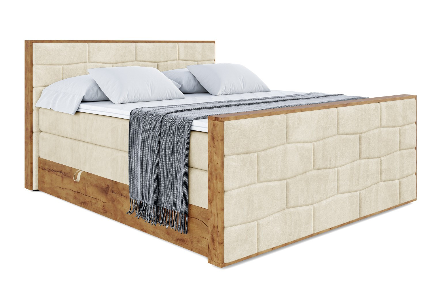 Łóżko kontynentalne z pojemnikiem i materacem H3|H4 LOLLI8-Z KING 120x200cm