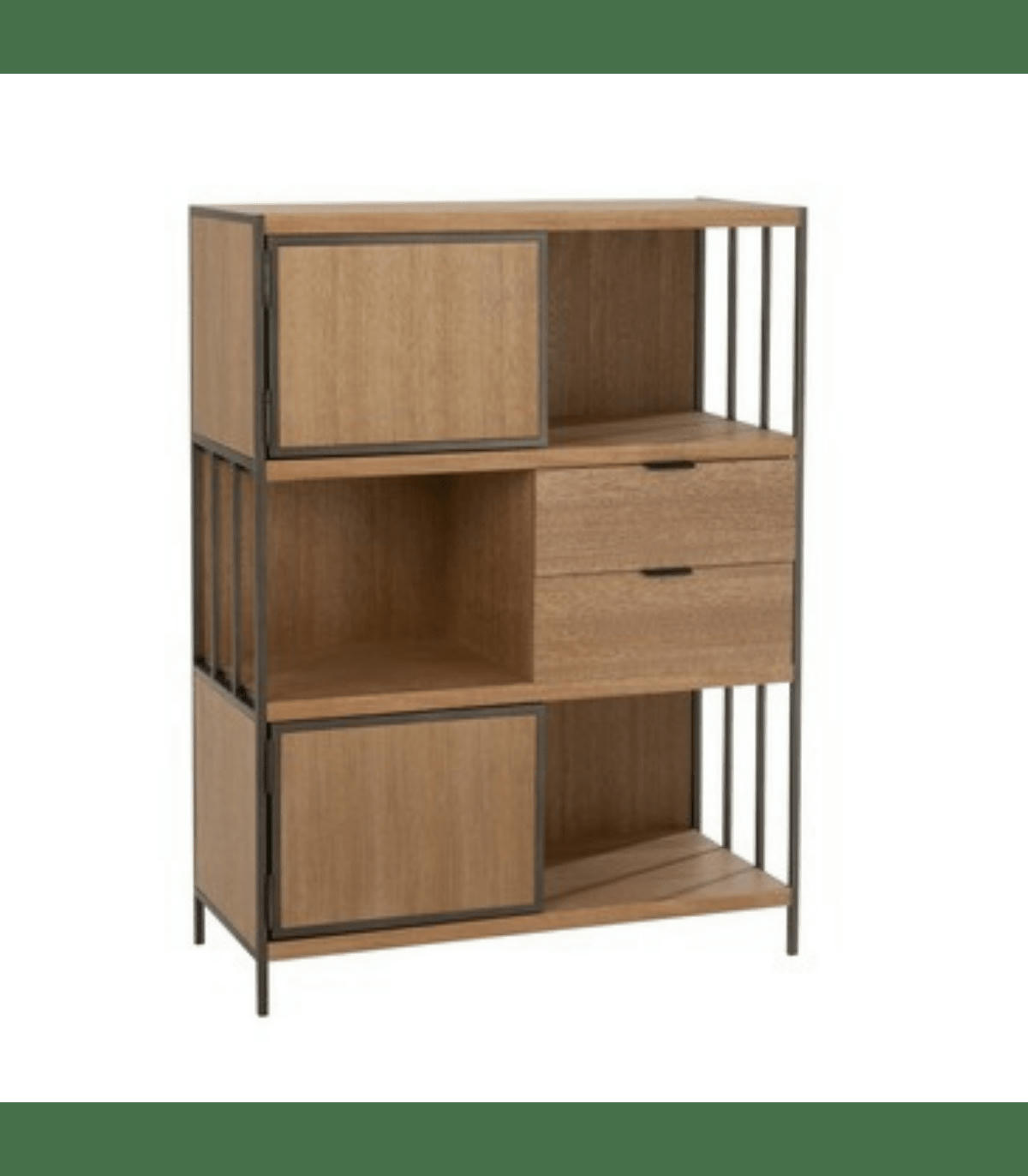 ZATI - Etagère 3 niveaux - 2 tiroirs et 2 portes - Marron