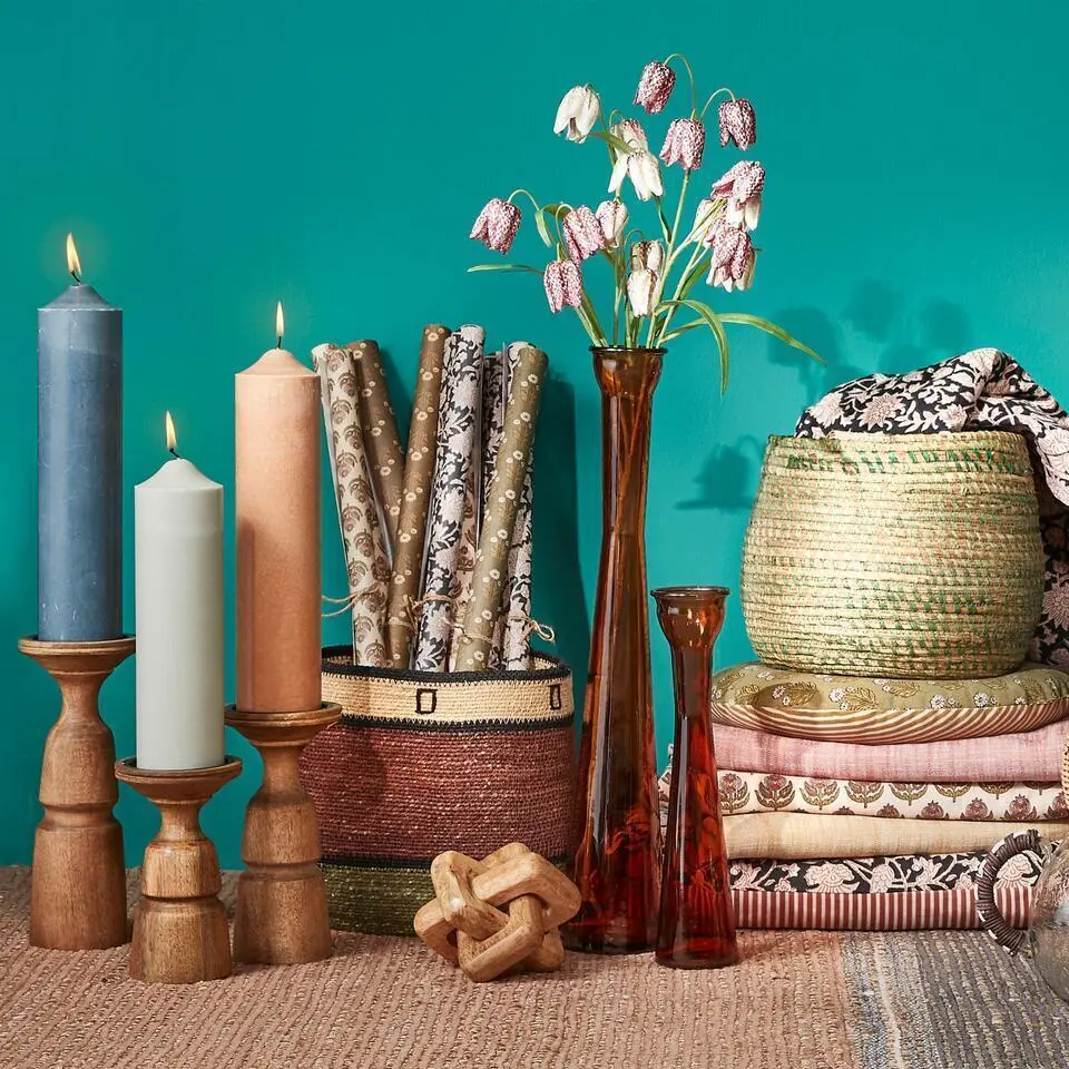 Mica Decorations Nino Kandelaar - H10 x &Oslash;25 cm - Mangohout - Bruin