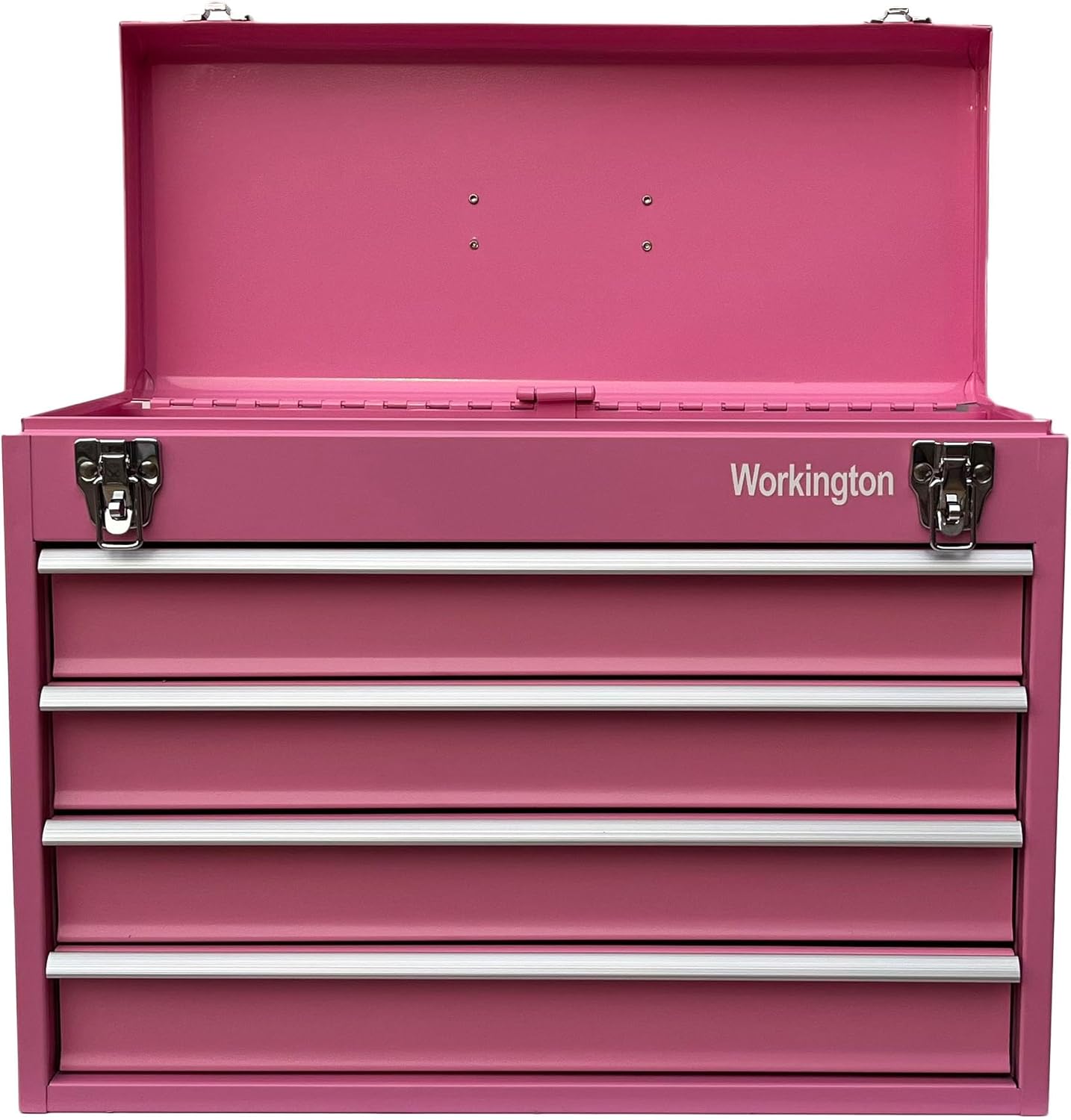 Workington Portable Metal Tool Chest with 4 Drawers, 20 4-Drawer Tool Chest Cabinet with Ball Bearing Drawer Slides, Steel Tool Storage Box Organizer 4004 Pink