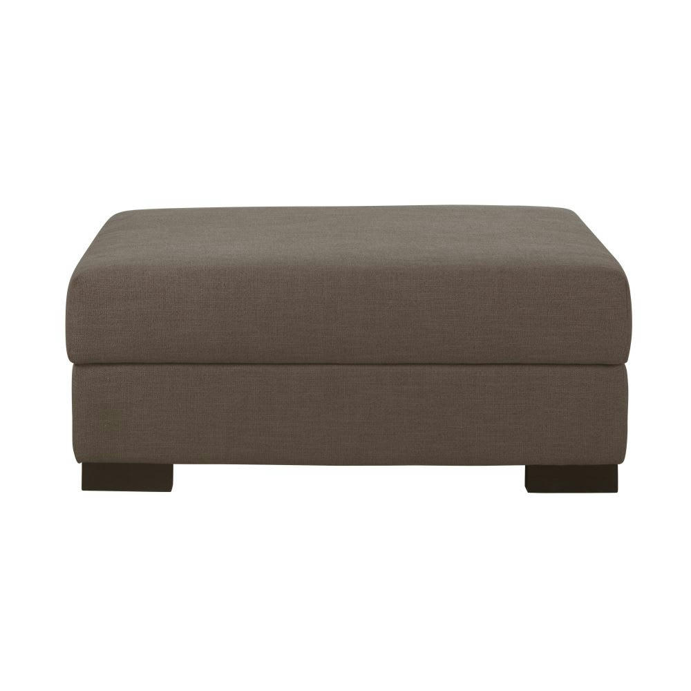 Terence - Pouf pour canapé modulable en toile gris taupe avec coffre de rangement