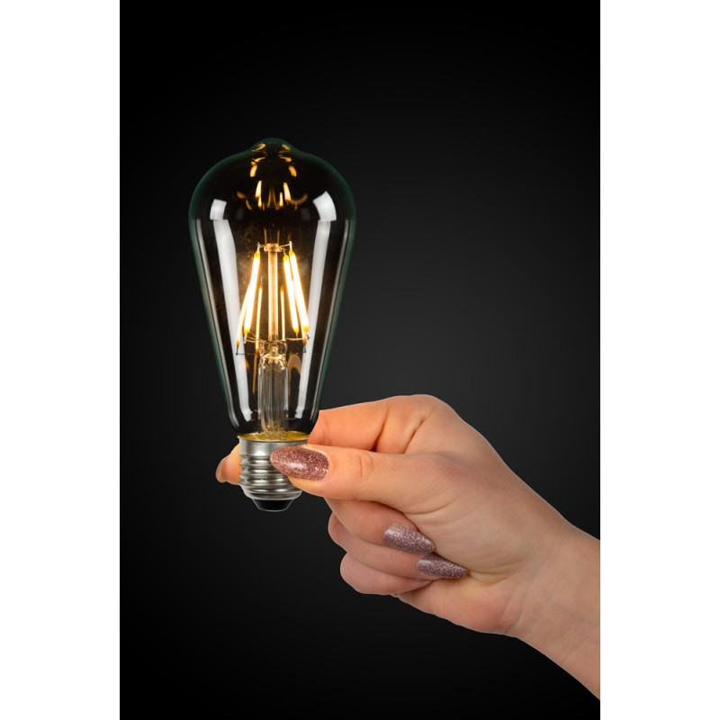 Ampoule transparente à filament LED E27 5 W Ø 6,4 cm dimmable LUCIDE