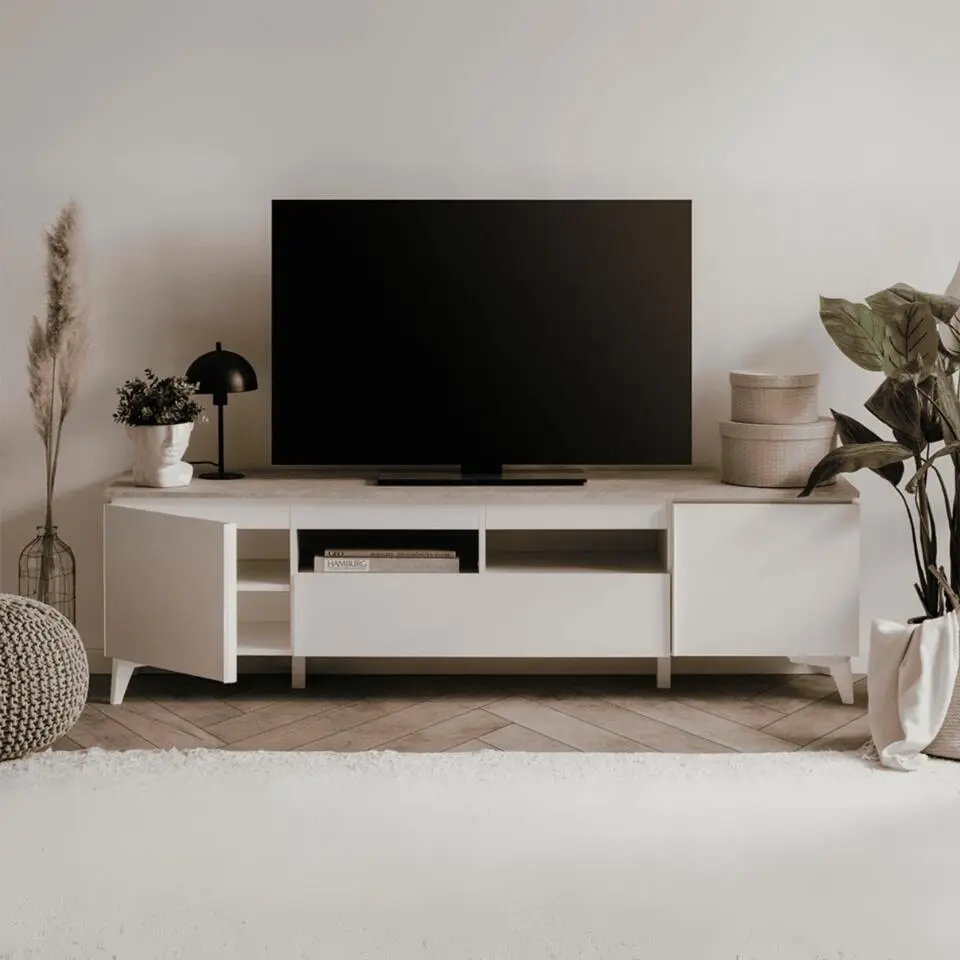 CALICOSY - TV-Meubel BERTRIX - Wit - 51,5x177x40 cm