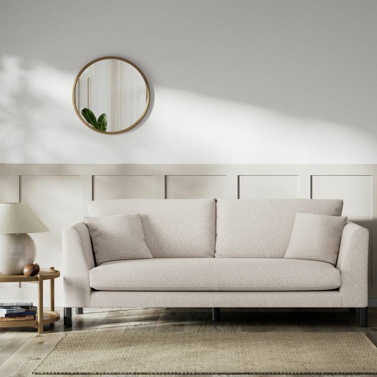 Habitat Aston Fabric 3 Seater Sofa - Natural - Black Leg