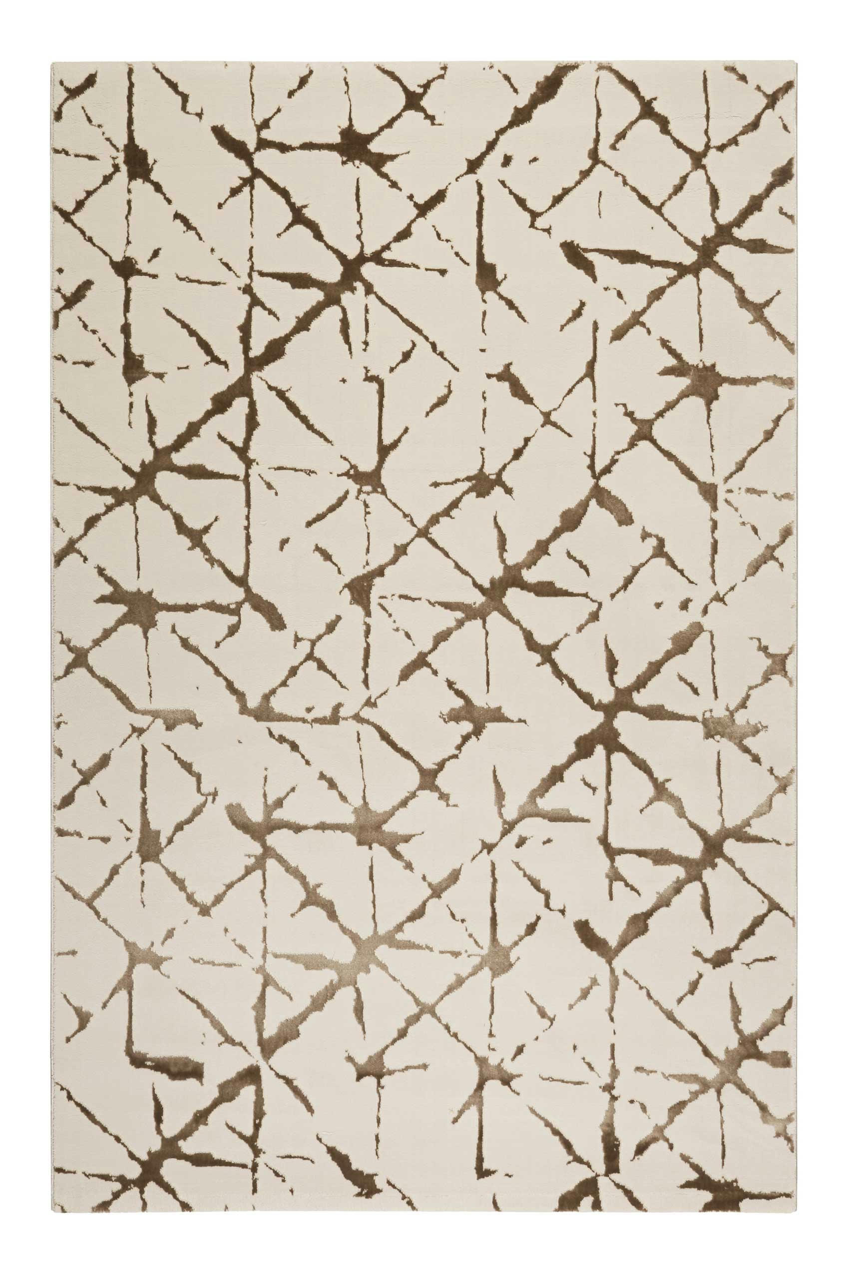 SOLVEIG - Tapis plat à motif et relief beige et brun 133x200