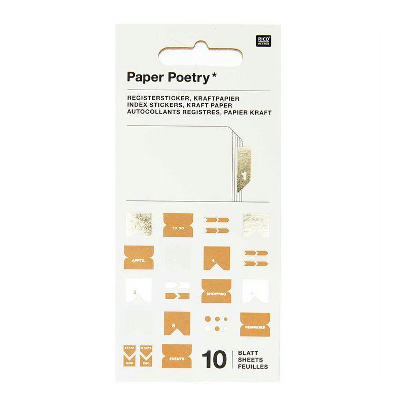 KRAFT - 10 feuilles d'autocollants registre papier kraft