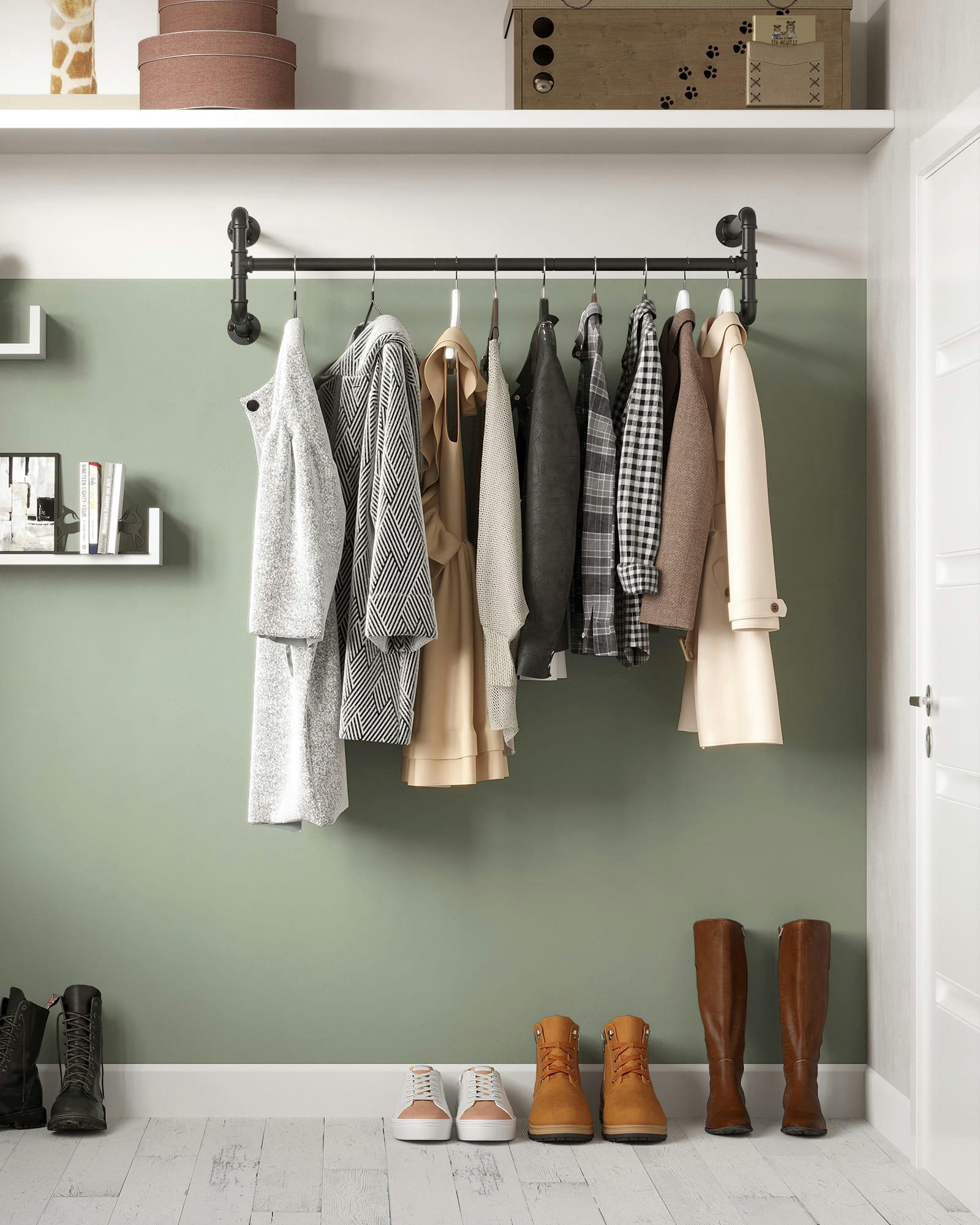 CHARGE 60 KG - Tringles à vêtements murales style industriel acier noir