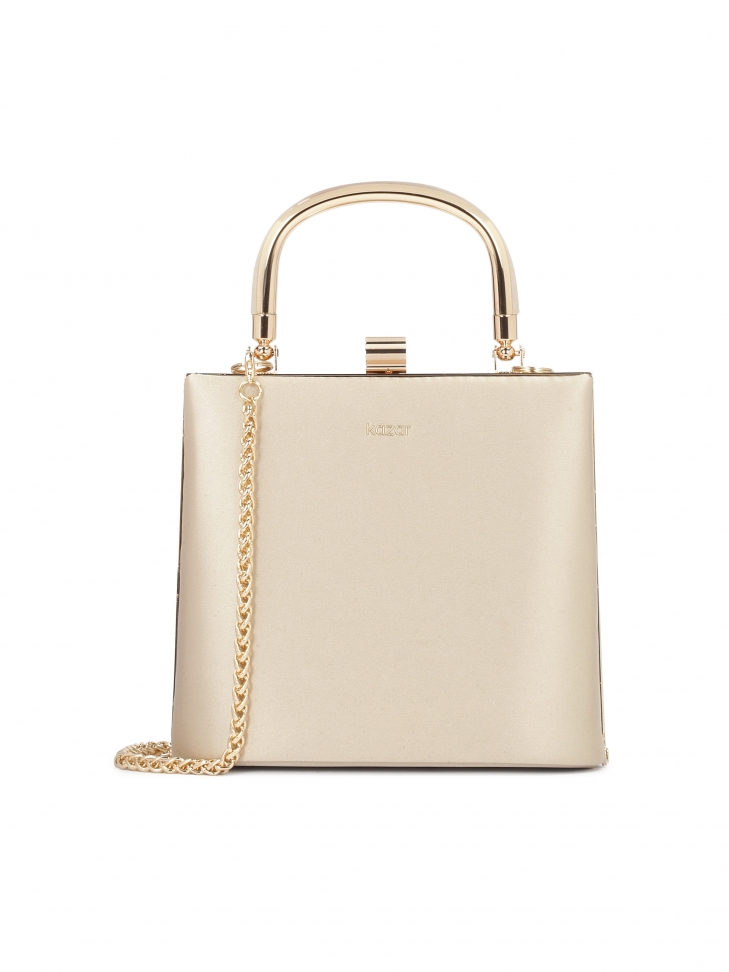 Exquisite beige bag with gold ferrules