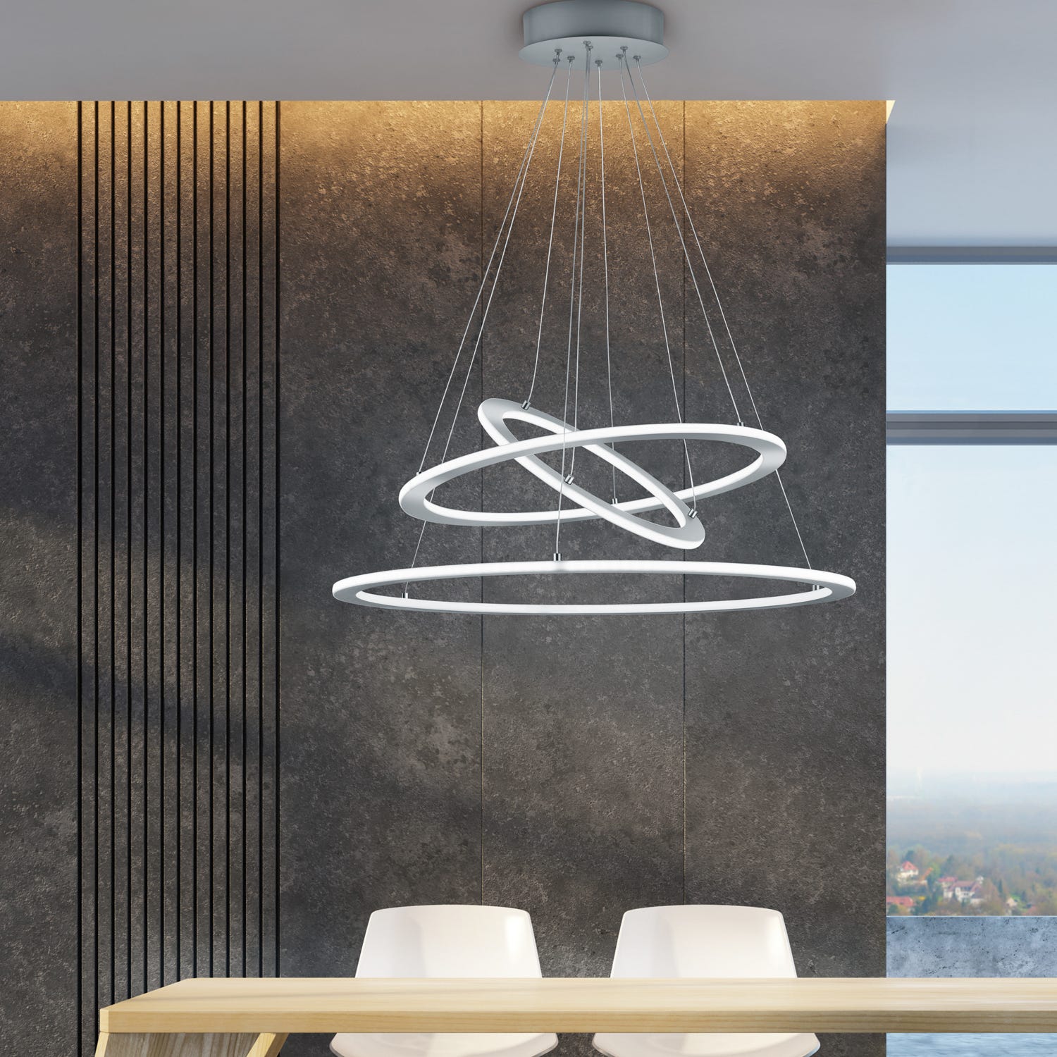Lampadario LED metallo opaco Durban Trio
