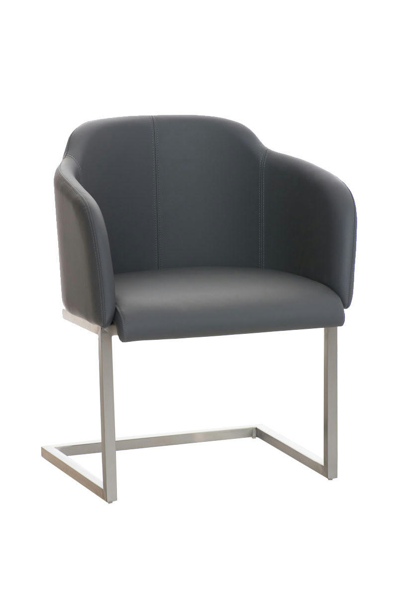 MAGNUS - Chaise cantilever avec pieds luge en métal assise en similicuir Gris