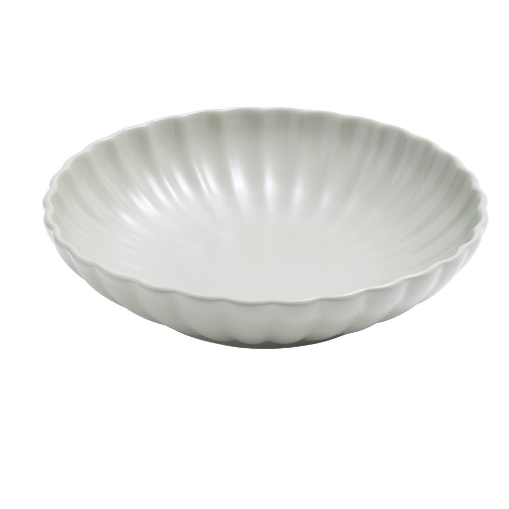 Assiette à soupe Venise rebord ondulé faïence vert sauge Ø20cm