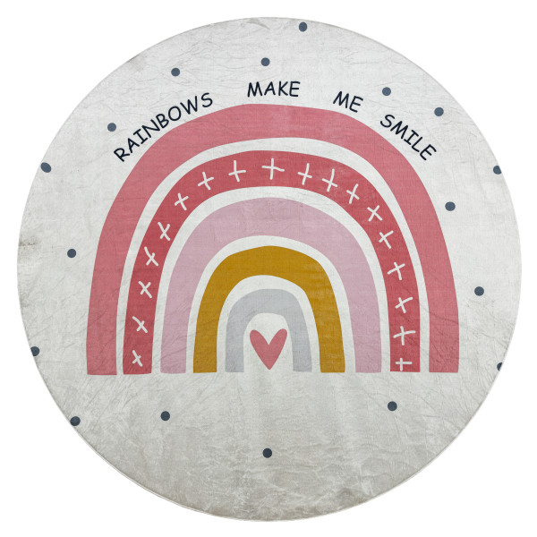 Dywan do prania BAMBINO 47810 Tęcza, kropki dla dzieci, koło 80 cm