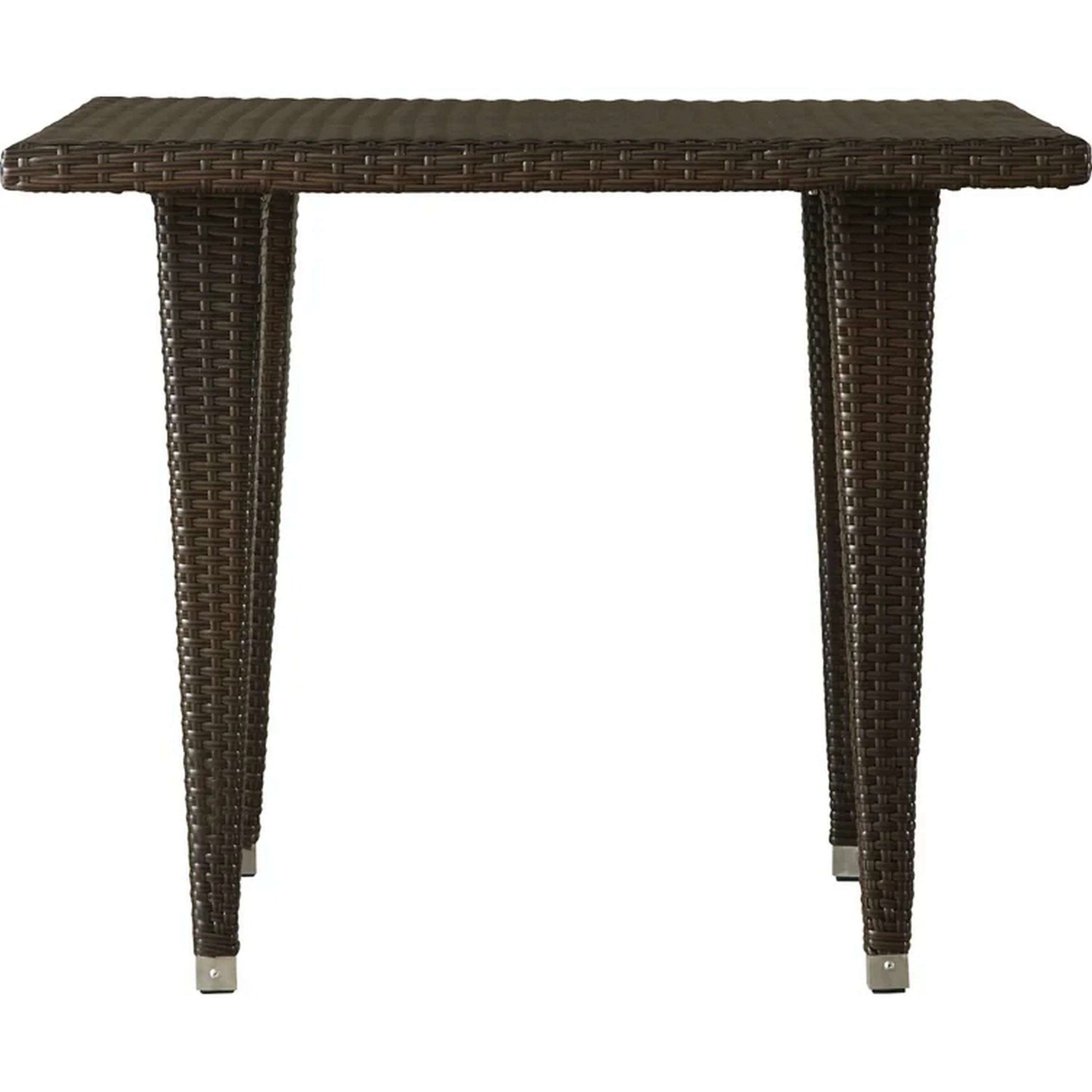 Miny Outdoor Square Dining Table, 35 Inch Iron, Multi Brown Wicker Rattan