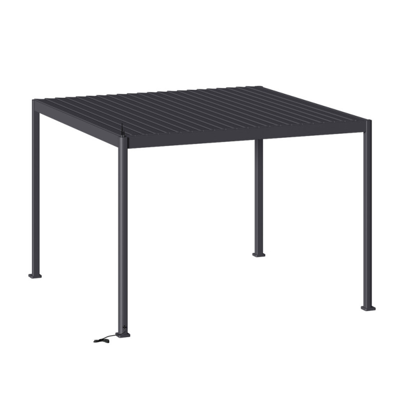 Pergola bioclimatique Evora en aluminium graphite 3,69 x 3,69 x 2,51 m