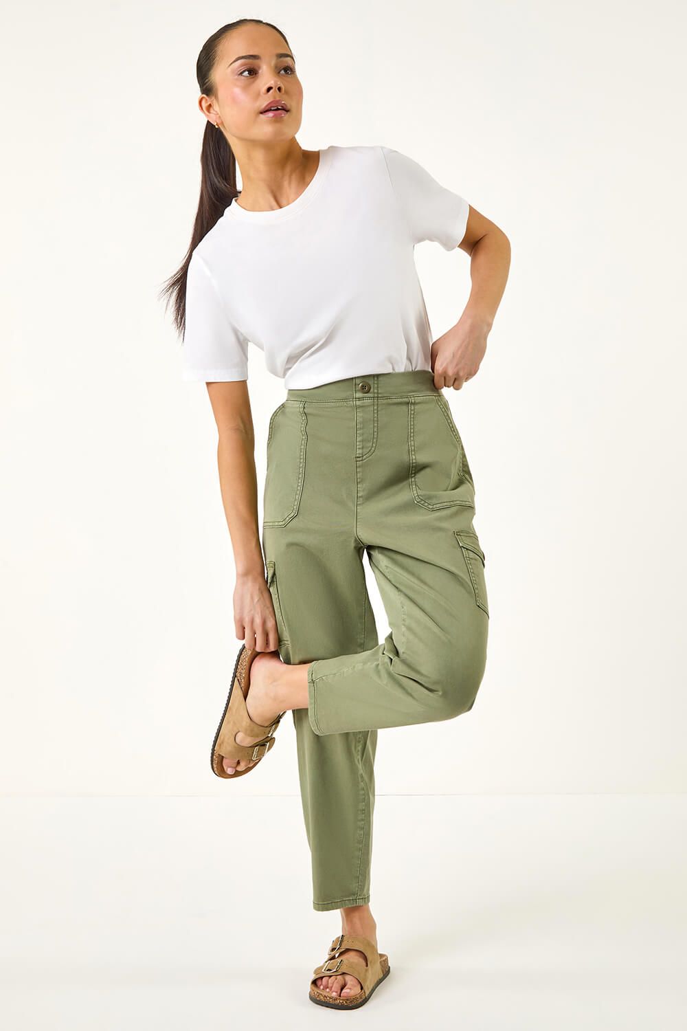 Roman Petite Cotton Cargo Stretch Trousers