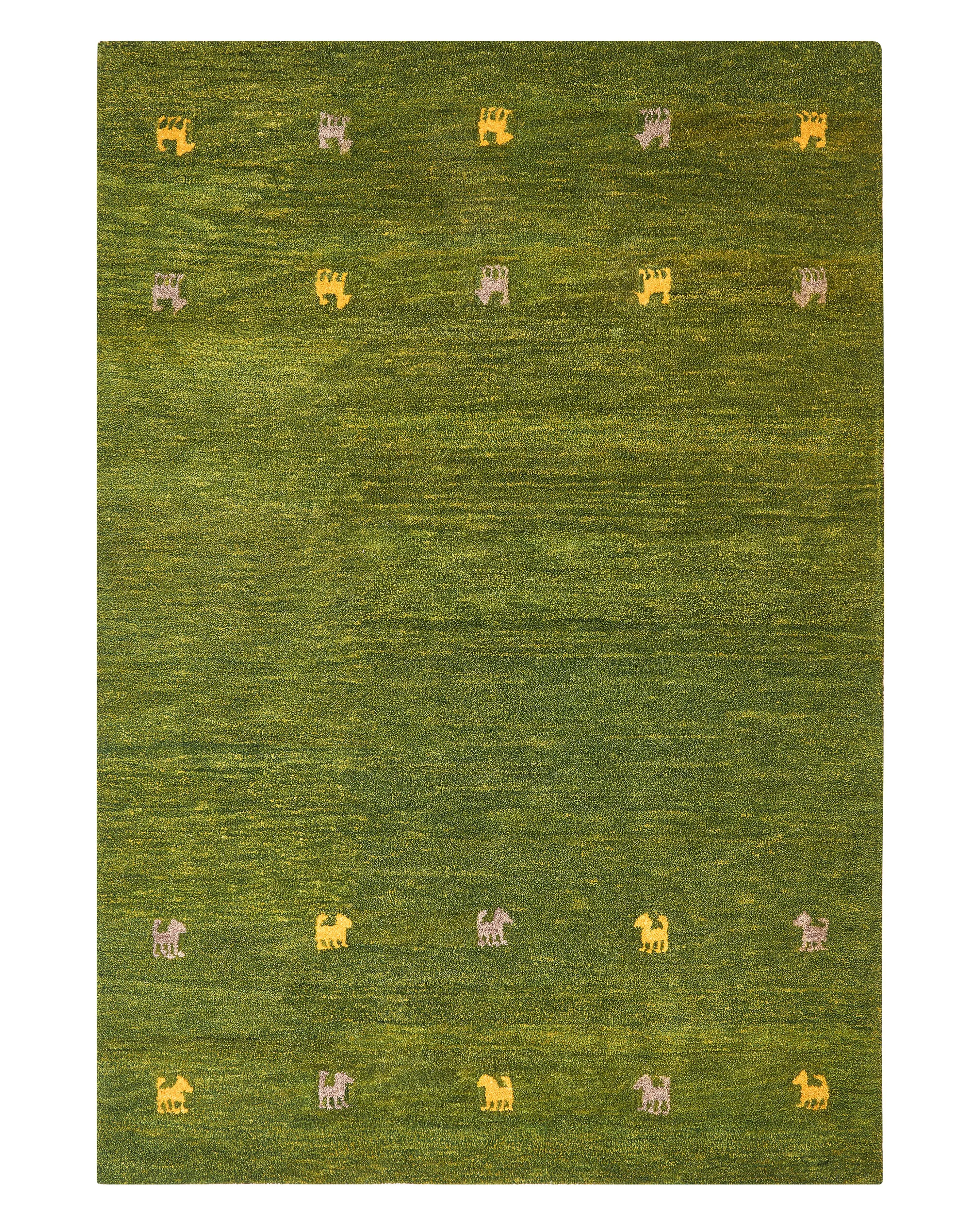 Rug YULAFI Green 140 x 200 cm Wool Gabbeh