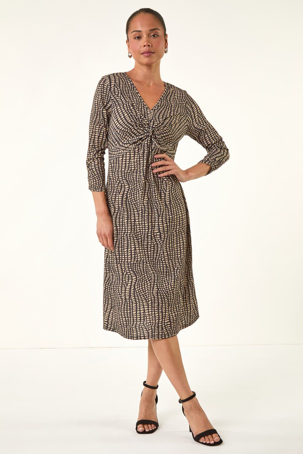 Roman Petite Abstract Twist Front Dress