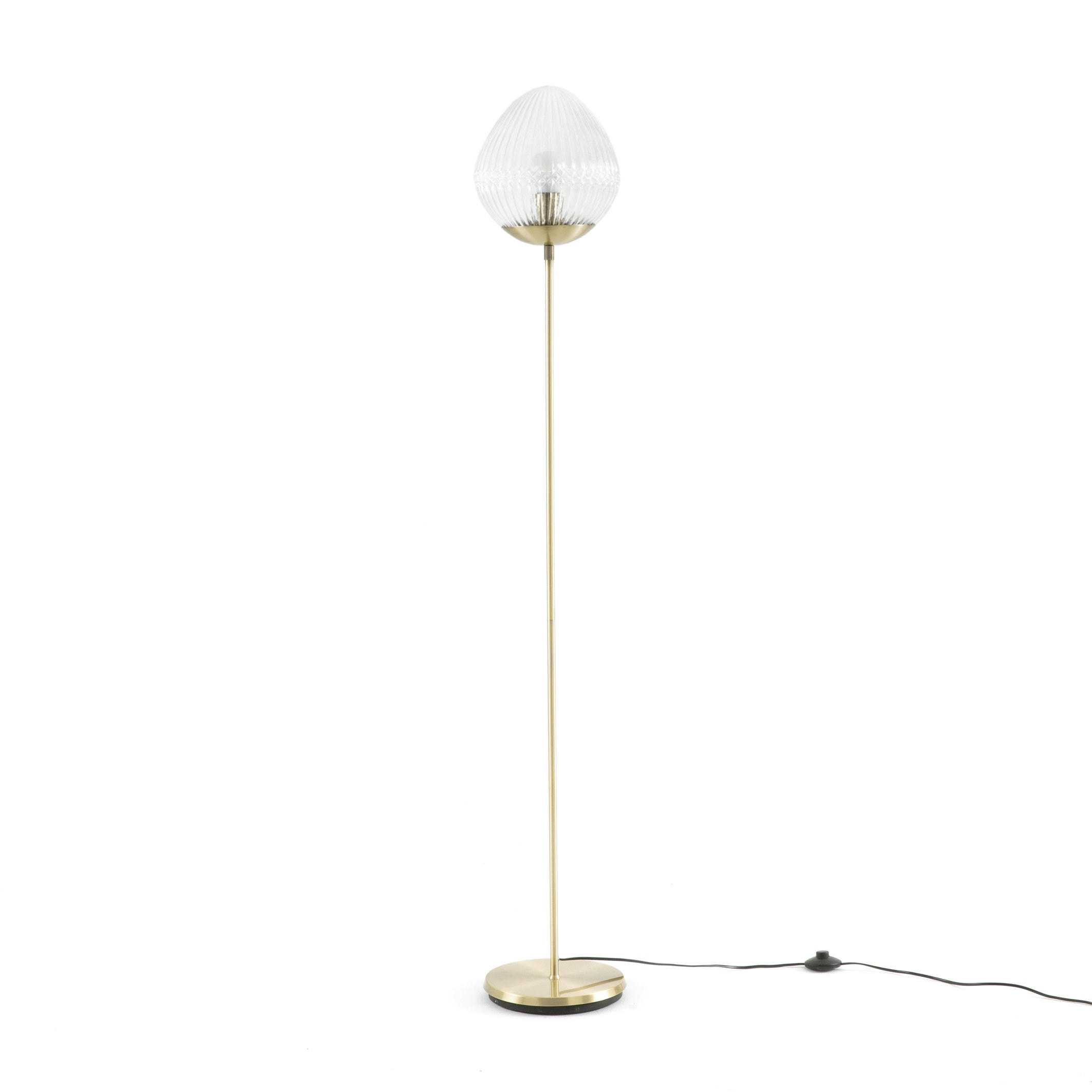 Lampadaire laiton et verre strié, Ari