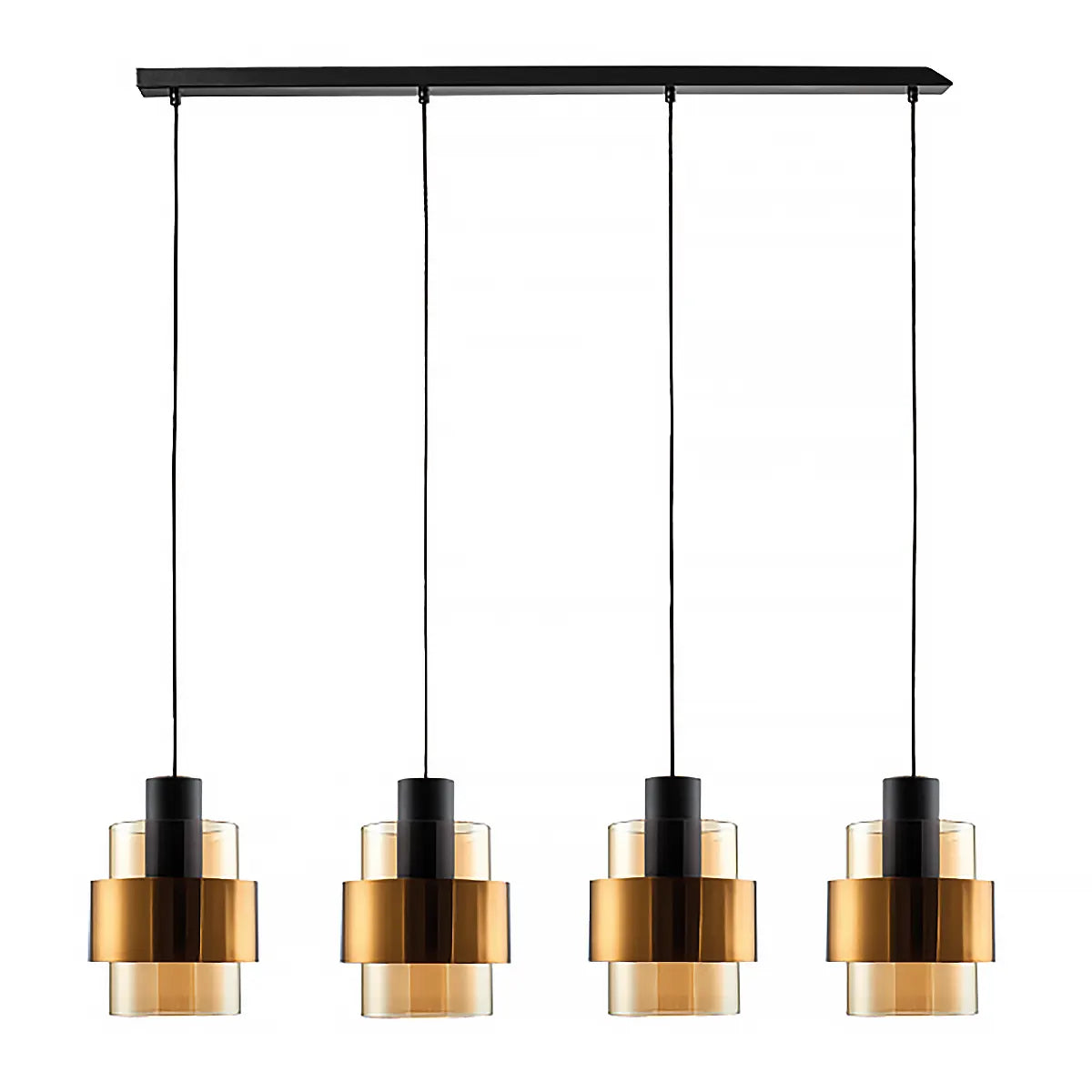 Freelight hanglamp Chiasso - 4 lichts - 120 x 150  cm - zwart goud