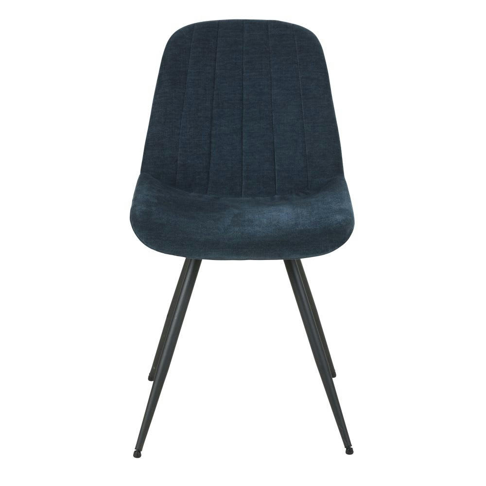 Keira - Chaise en velours bleu et métal noir