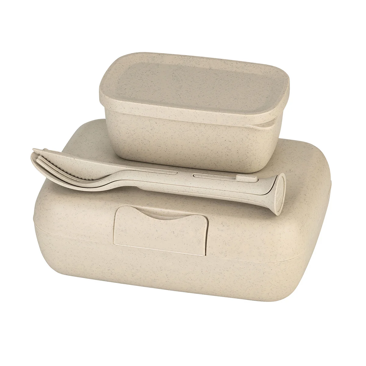 Koziol - Candy Ready Lunchbox-Set & Besteck-Set, nature desert sand (3er-Set)
