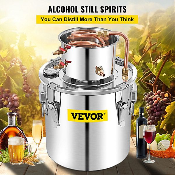 Distillateur Alambic 50L, chaudière inox 6.92kg, refroidissement rapide avec pompe à eau.