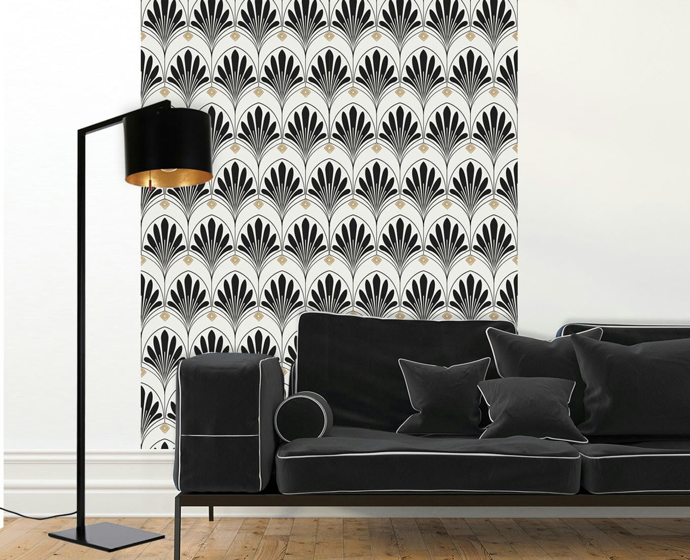 - Papier peint adhésif lotus noir 60cmx2m50