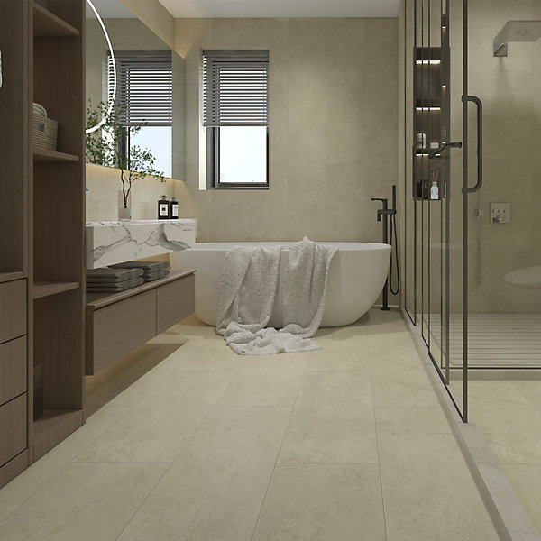 Dalles PVC 5.5mm à clipser Pierre beige 46x92 cm - Réflex Boutique