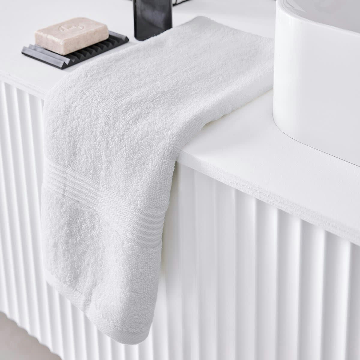 MEVAK BAÑO - Serviette de bain uni en coton blanc 50x90