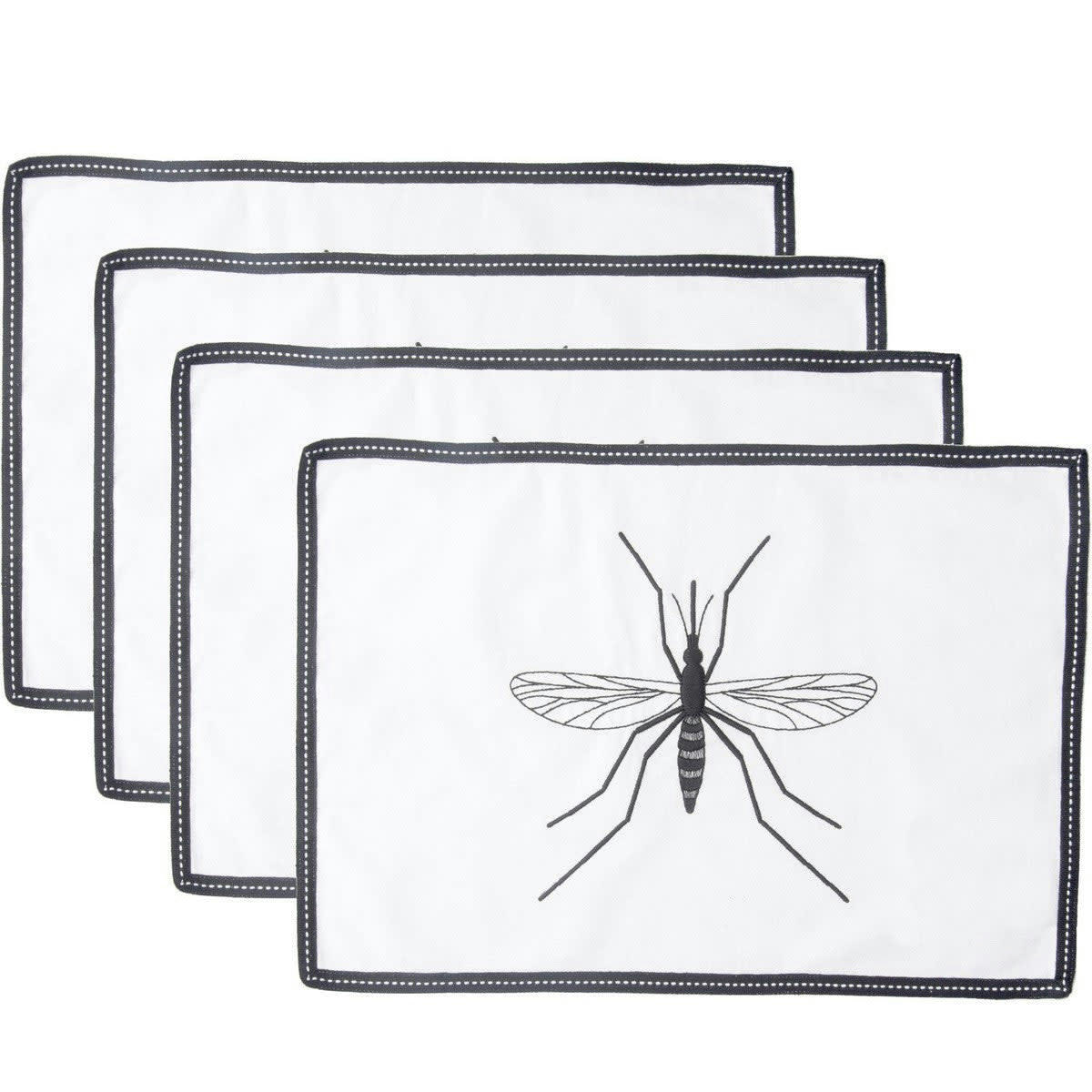 MOSQUITO - Sets de table (x4) coton  35x50 blanc / noir