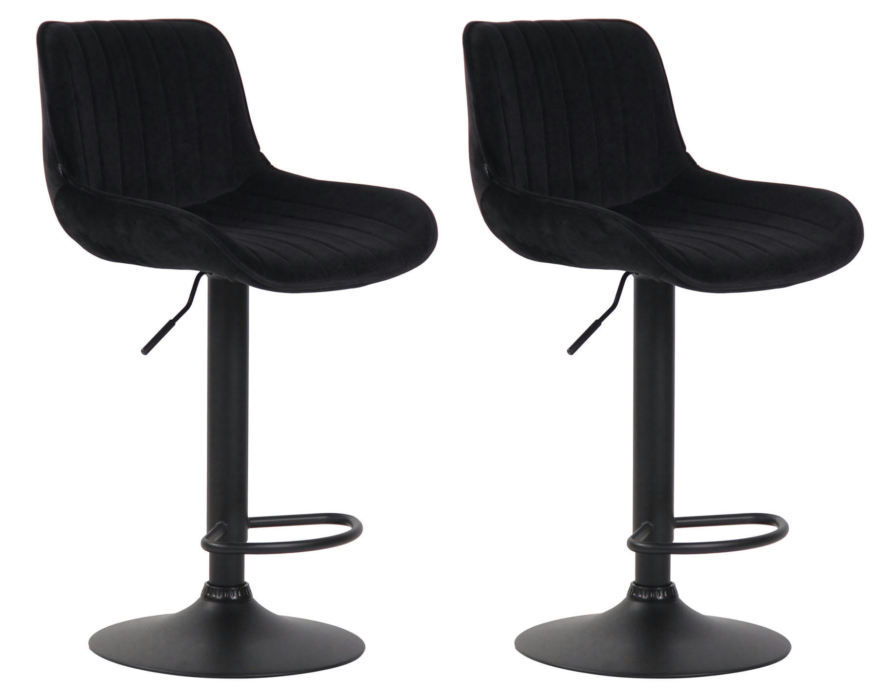 LENTINI - Lot de 2 tabourets de bar réglables en velours Noir