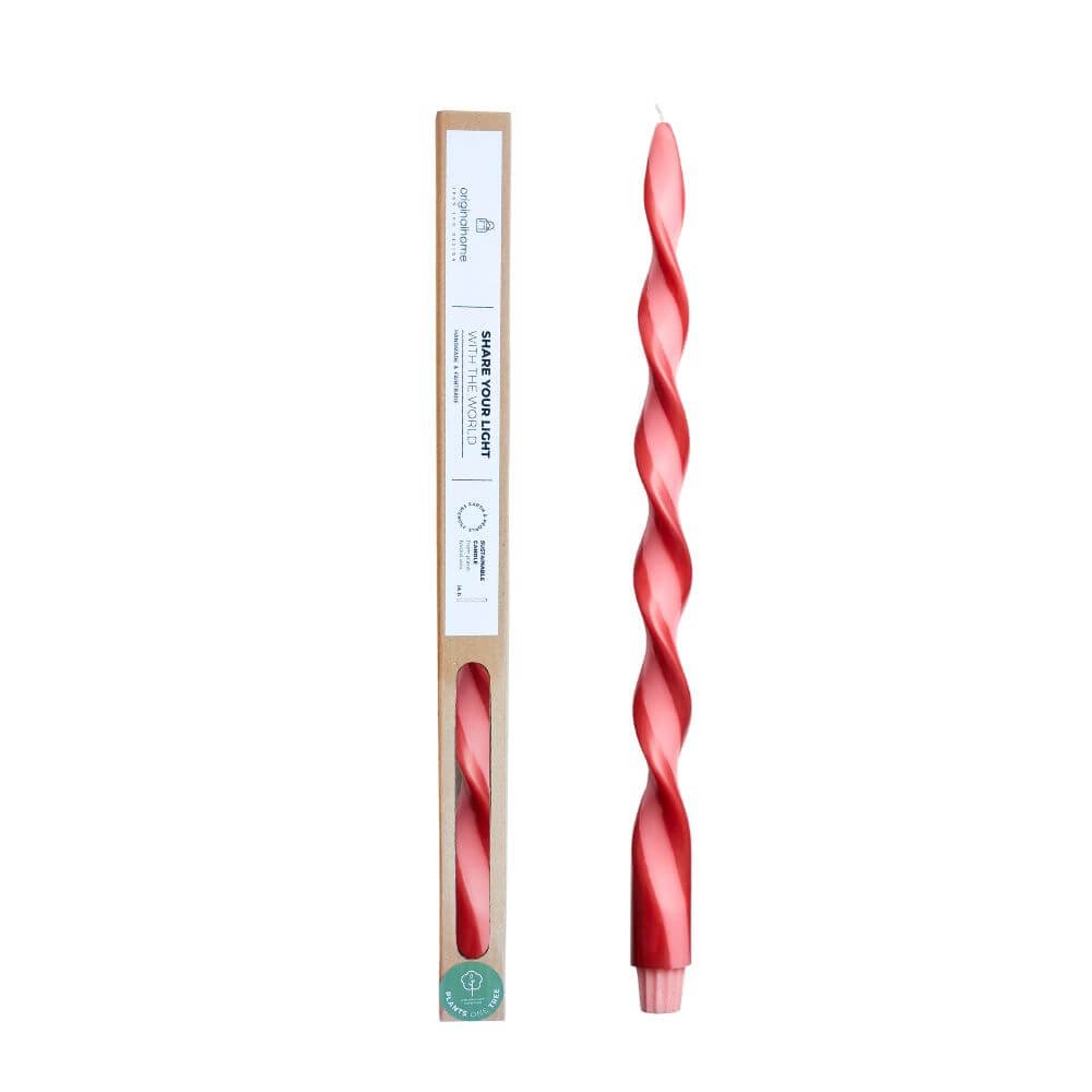 Originalhome spiraalkaars duo - 40 cm - roodroze