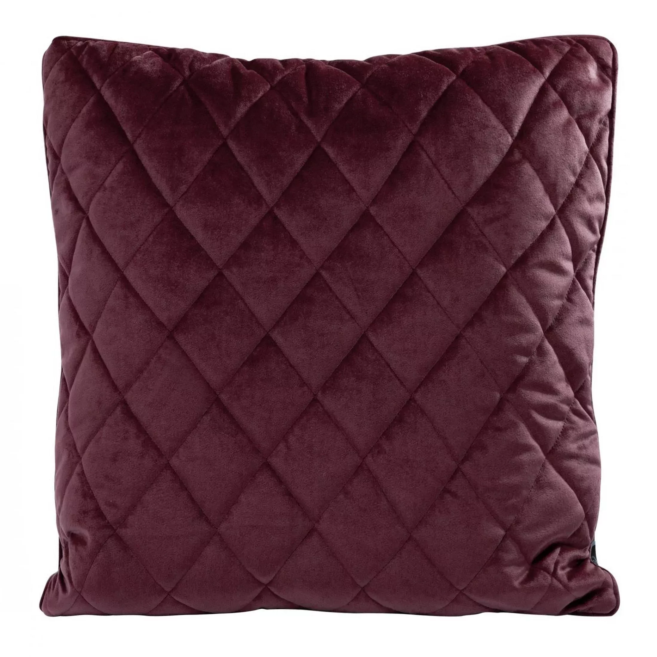 Poszewka na poduszkę 45x45 cm welwetowa, bordowa pikowana we wzór karo z ozdobną wypustką VELVET 27 Eurofirany Premium