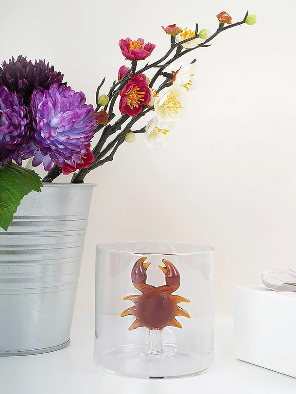 Verre figurine crabe - wd lifestyle easylife ambre