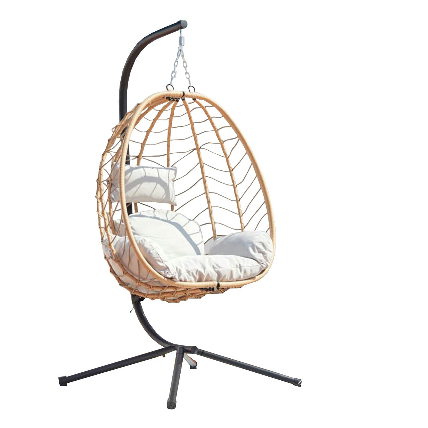 LIMA - Fauteuil suspendu en résine effet rotin naturel