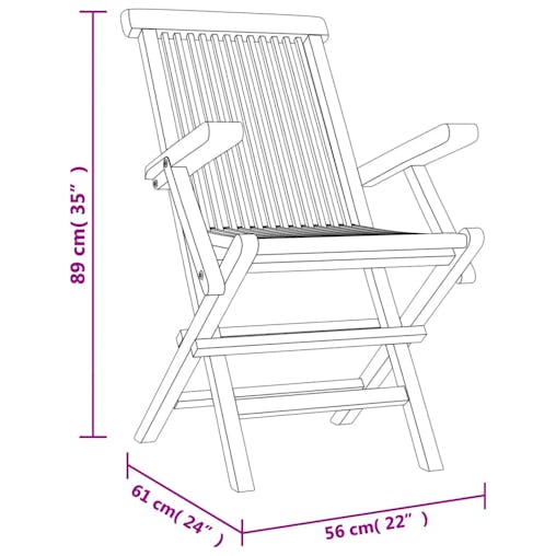 NNEVL Folding Garden Chairs 4 pcs Grey 56x61x89 cm Solid Wood Teak