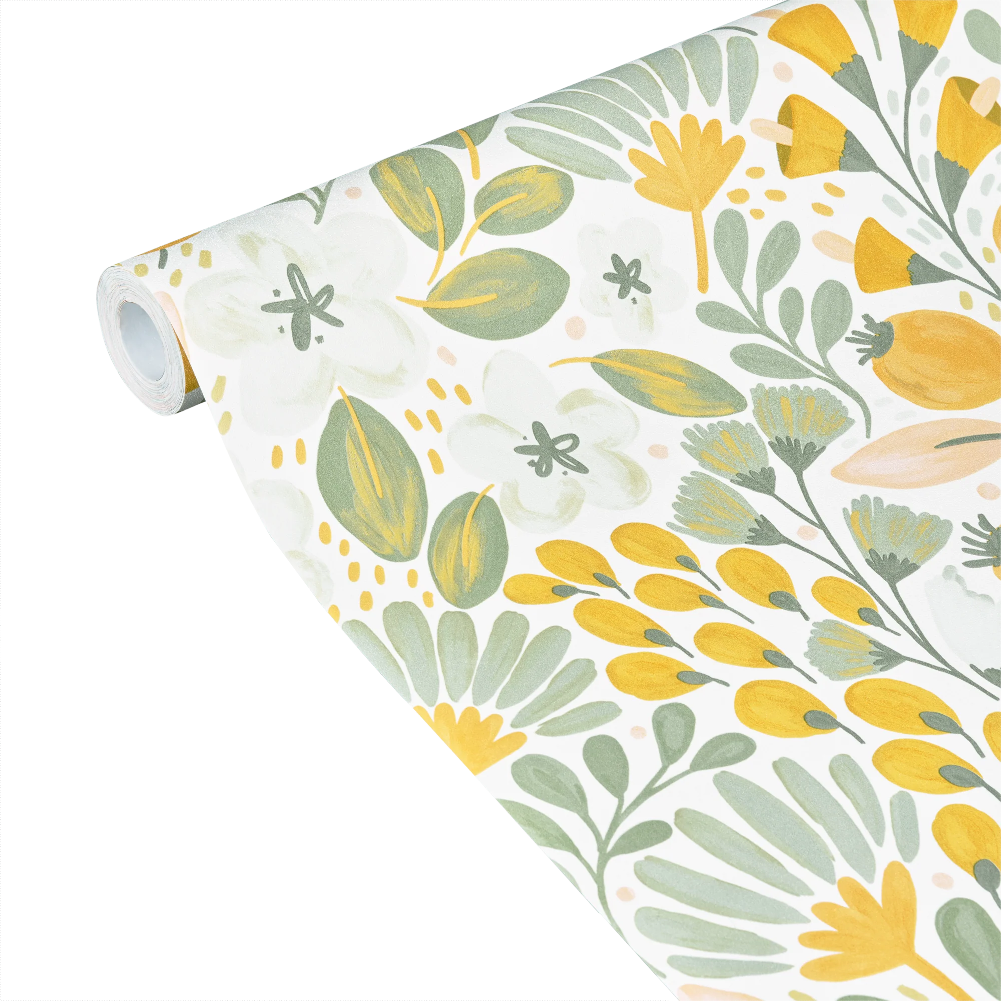 Papier peint intissé SAFIA jaune citron et vert-de-gris