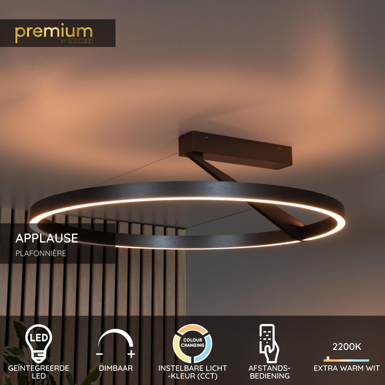 Lucide Premium APPLAUSE Plafonnière - Grijs ijzer