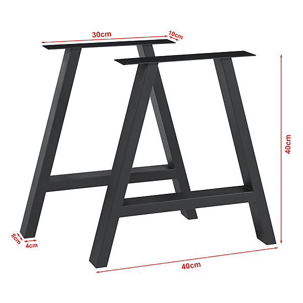 Lot de 2 pieds de table Eschau acier 40 x 40 cm noir en.casa