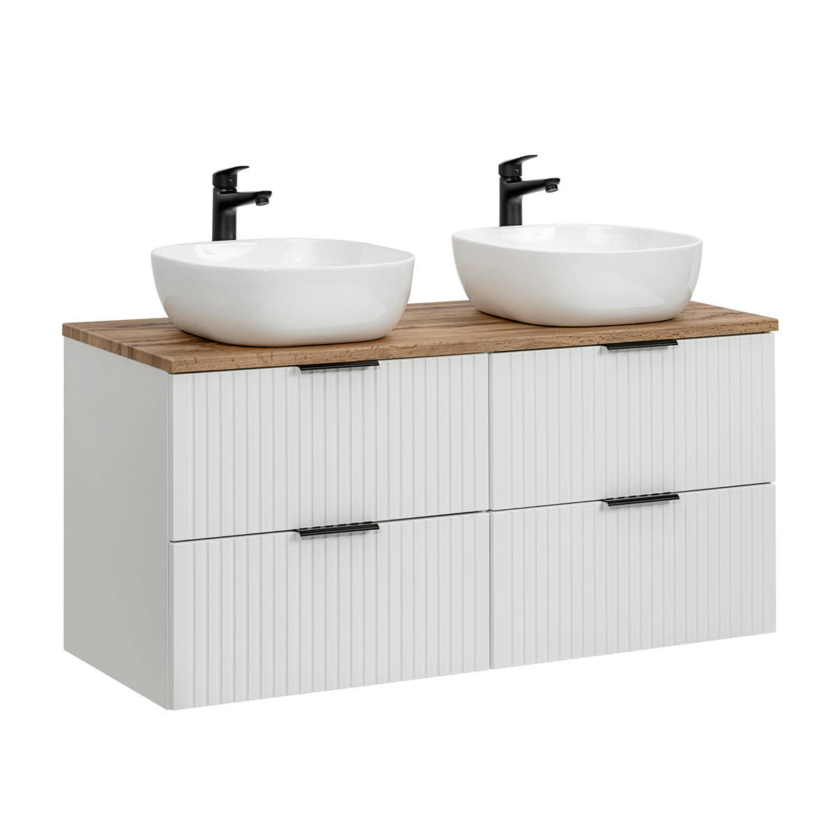 - Ensemble meuble double vasque 120cm et colonne stratifiés blanc