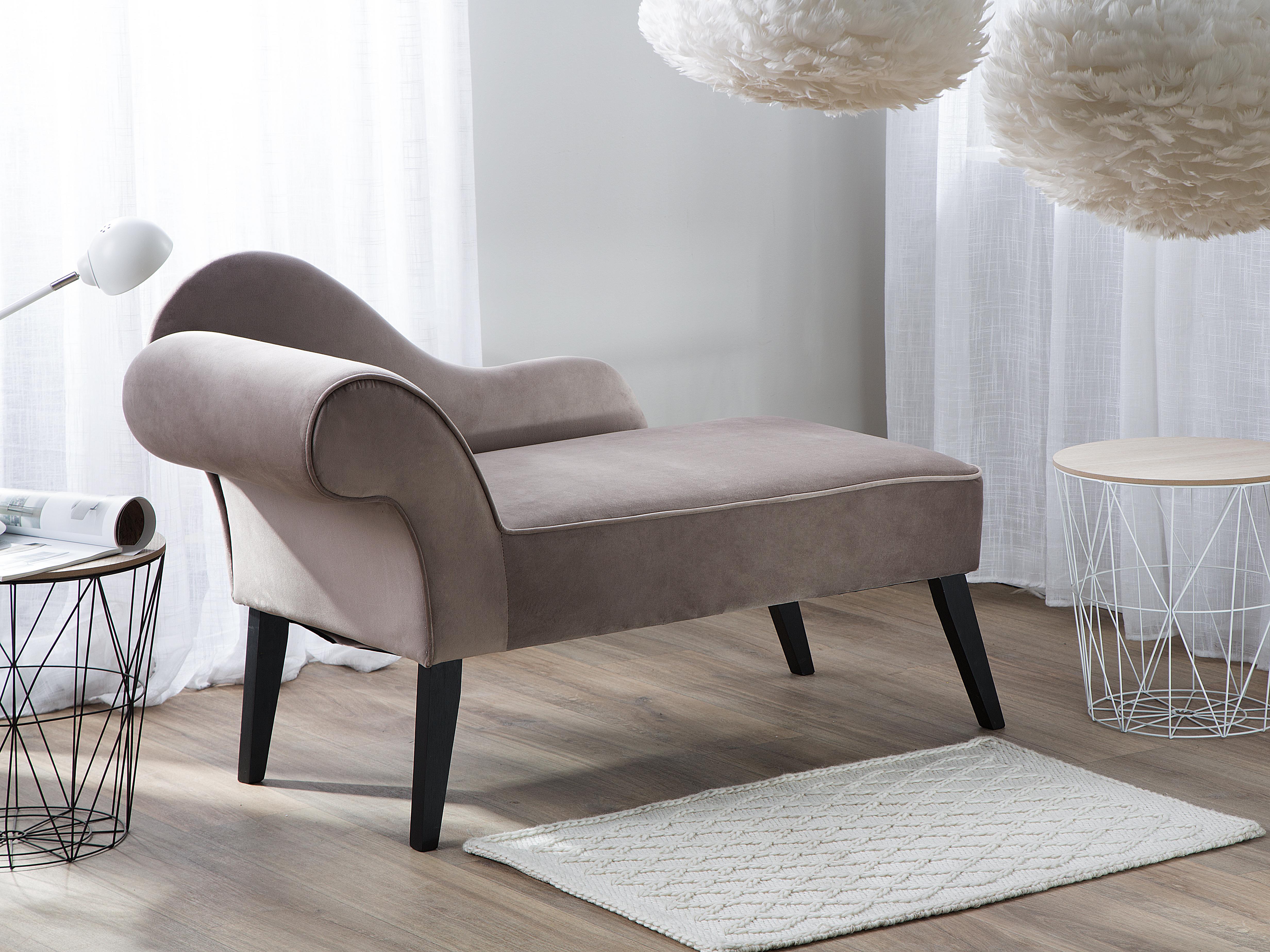 Left-Hand Chaise Longue BIARRITZ Velvet Taupe