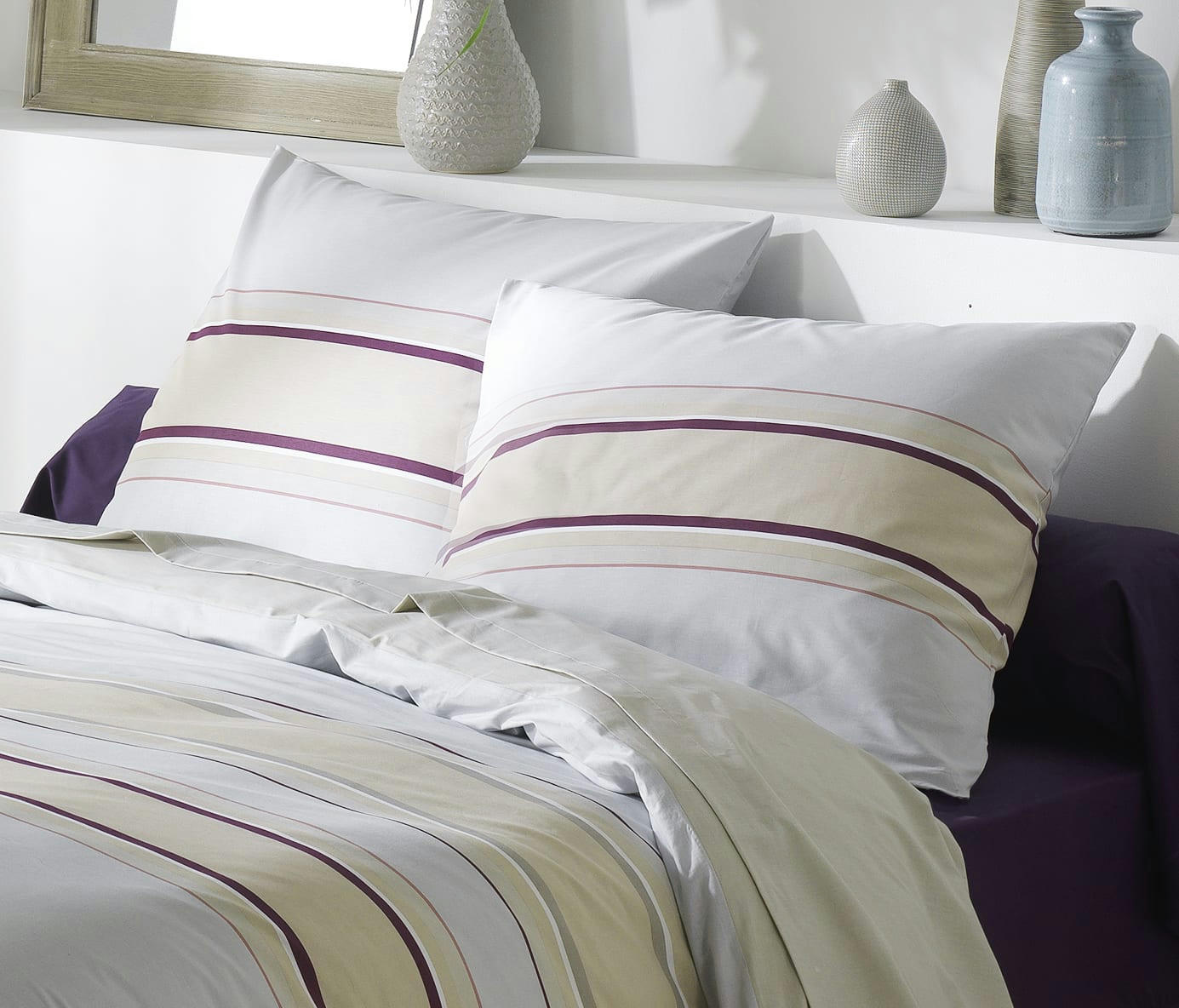 ODAYA - Parure housse de couette coton blanc 240x260 cm