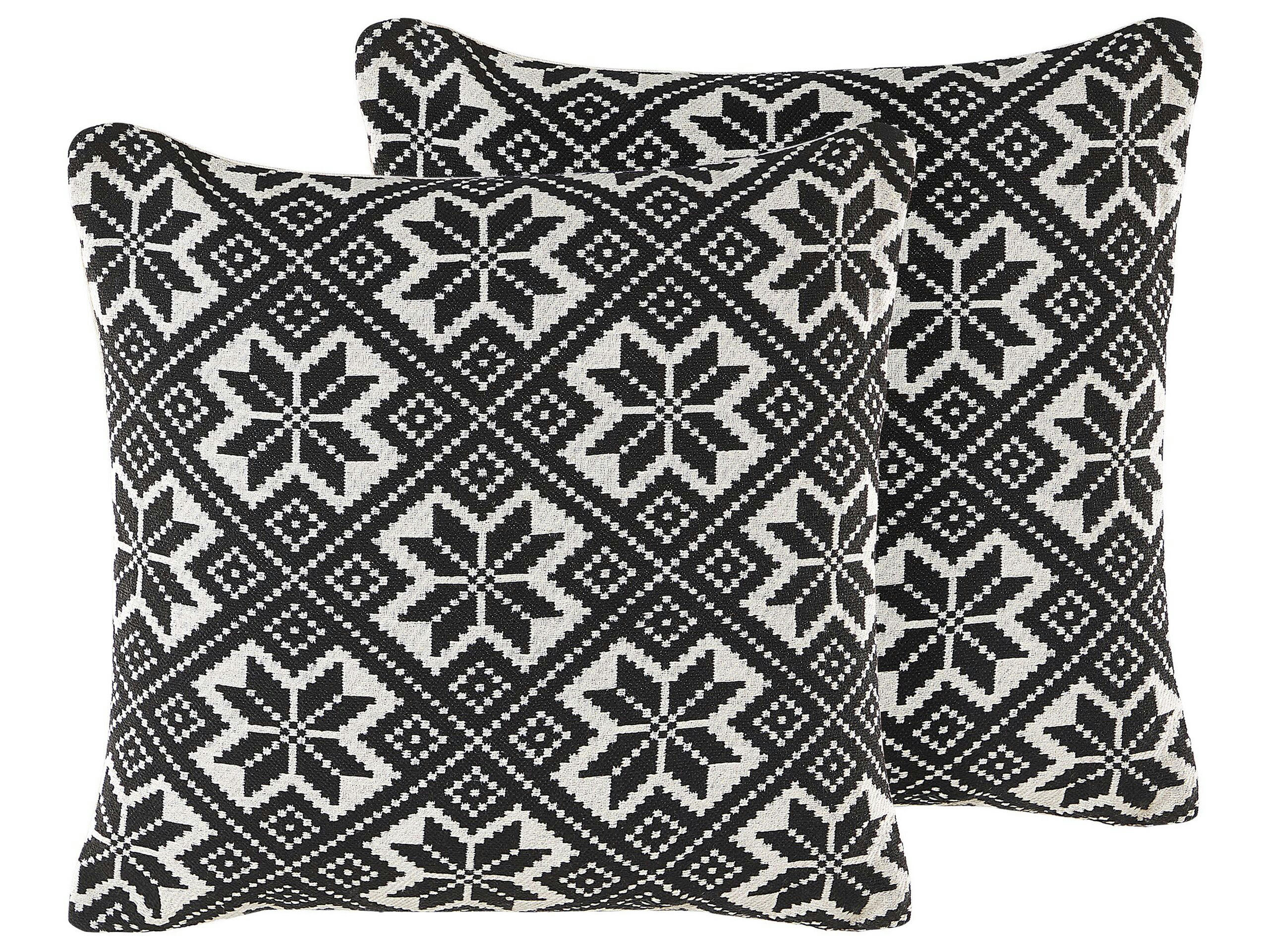 BESKOZ - Lot de 2 coussin décoratifs en tissu noir 45x12cm