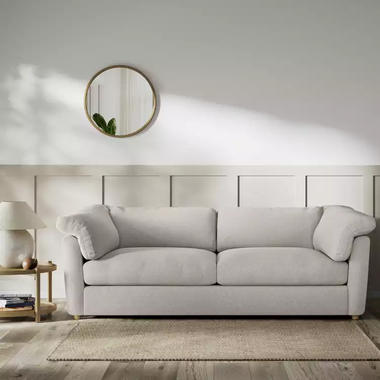 Habitat Wynn Fabric 4 Seater Sofa - Stone - Ash Leg