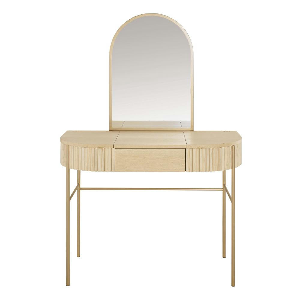 Ormond - Coiffeuse 2 trappes 1 tiroir en métal coloris laiton