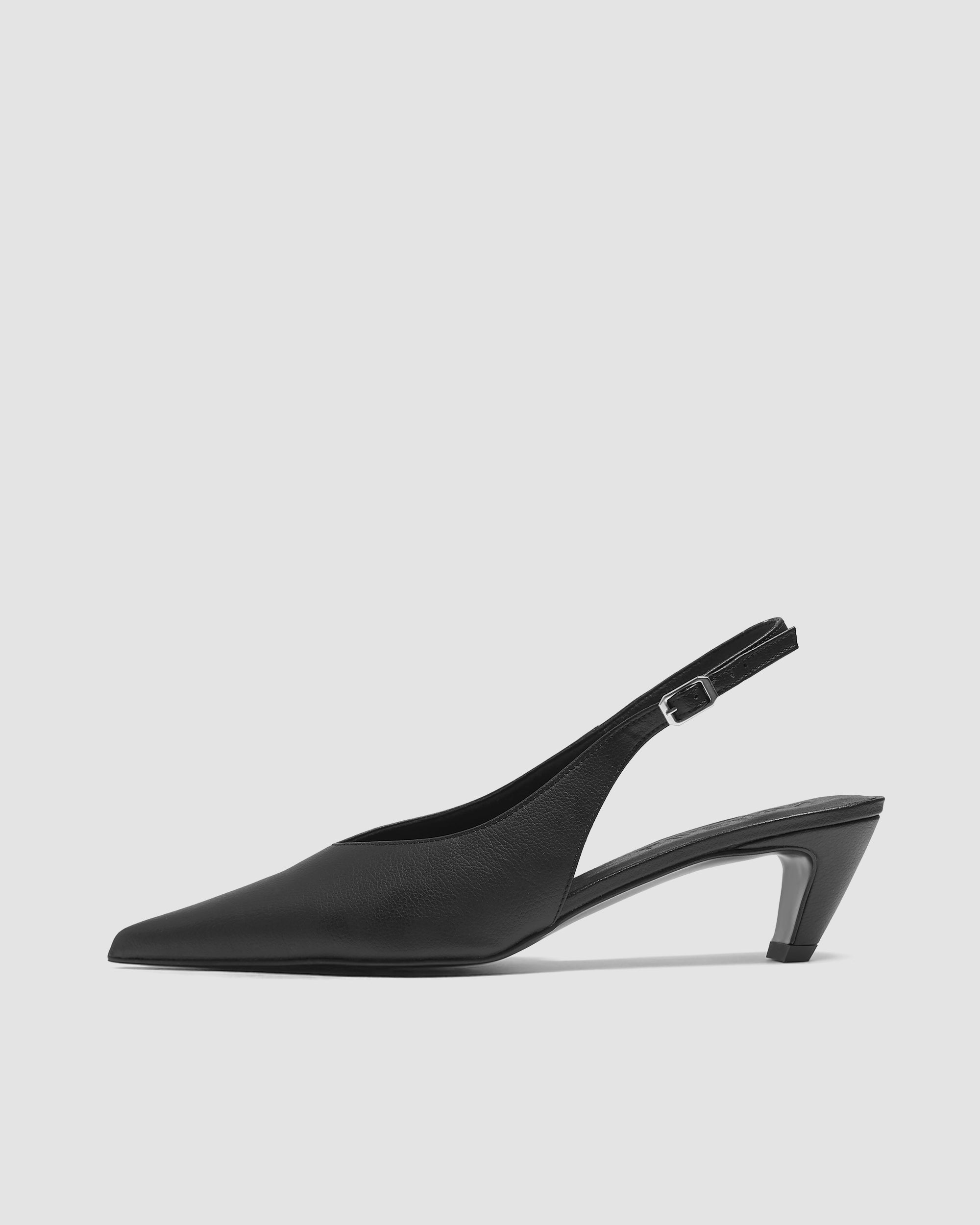 BOHEMA - Kitten Heels Buty Czarne, ze skóry roślinnej, polska rodzinna marka - outlet
